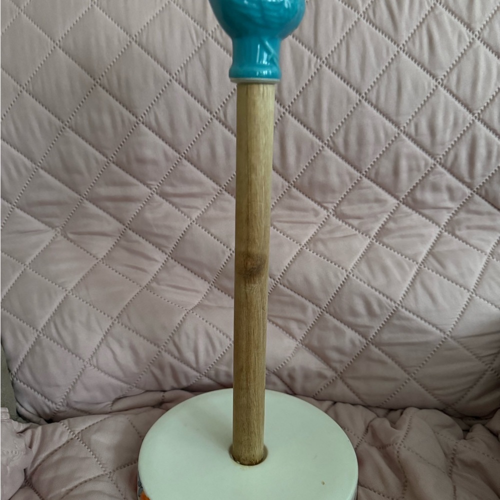 Turquoise and Wood Paper Towel Holder